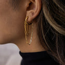 Winona Gold Hoop Earrings with Link Chain, view 6