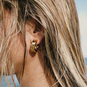 Viola Double Curve Gold Hoop Earrings, view 2