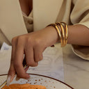 Nalani Triple Layer Gold Bangle, view 3