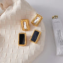 Esther Black Enamel Gold Earrings, view 5