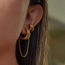 Oriana Gold Chain Hoop Earrings, view 2