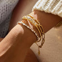 Lena Gold Tennis Bracelet Stack, view 3