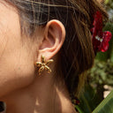 Lorelei Floral Gold Earrings, view 3