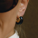 Aria Chunky Enamel Gold Hoop Earrings, view 4