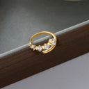 Cecily Open Gold Ring with Cubic Zirconia, view 4