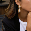 Valentina Chunky Pearl Drop Earrings, view 5