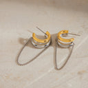 Oriana Gold Chain Hoop Earrings, view 6
