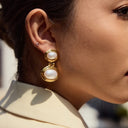 Valeska Gold Pearl Drop Earrings, view 4