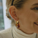 Marlowe Chunky Enamel Gold Hoop Earrings, view 3