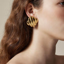 Nerissa Rippled Gold Earrings, view 5