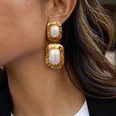 Valentina Chunky Pearl Drop Earrings, view 6