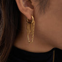 Winona Gold Hoop Earrings with Link Chain, view 2