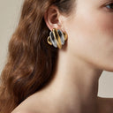 Nerissa Rippled Gold Earrings, view 3