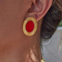 Kalina Gold Enamel Statement Earrings, view 3
