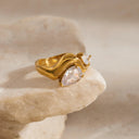 Edie Gold Teardrop Ring, view 3