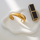 Rosa Sculpted Gold Bangle, view 7