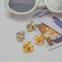 Elowen Chunky Gold Knot Earrings, view 9