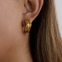 Viola Double Curve Gold Hoop Earrings, view 3