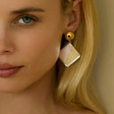 Jolene Two-Tone Statement Drop Earrings, view 2