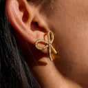 Jessamy Gold Bow Earrings, view 4