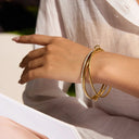 Gwen Stacked Gold Bangle Bracelet, view 2