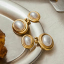 Valeska Gold Pearl Drop Earrings, view 6