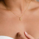 Halle Gold Initial Necklace, view 3