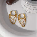 Faye Gold Drop Hoop Earrings, view 5