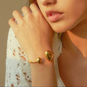 Leni Minimalist Gold Cuff Bangle, view 6