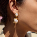 Valeska Gold Pearl Drop Earrings, view 2