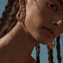 Dara Gold Knot Statement Earrings, view 3