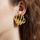 Nerissa Rippled Gold Earrings, view 2
