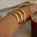 Nalani Triple Layer Gold Bangle, view 2