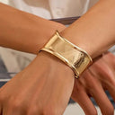 Delfina Smooth Gold Cuff Bangle, view 2