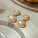 Valeska Gold Pearl Drop Earrings, view 7