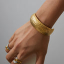Calla Textured Gold Bangle, view 3