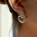 Alba Gold Heart Drop Earrings, view 7