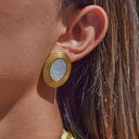 Kalina Gold Enamel Statement Earrings, view 6