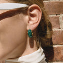 Aria Chunky Enamel Gold Hoop Earrings, view 2