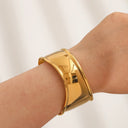 Delfina Smooth Gold Cuff Bangle, view 3