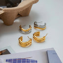 Viola Double Curve Gold Hoop Earrings, view 7