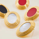 Kalina Gold Enamel Statement Earrings, view 5