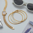 Gwen Stacked Gold Bangle Bracelet, view 6