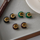 Aria Chunky Enamel Gold Hoop Earrings, view 10