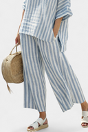 Tegan sky blue striped two-piece set with matching top and bottoms, view 3