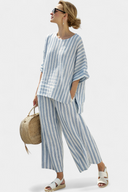 Tegan sky blue striped two-piece set with matching top and bottoms, view 4