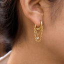 Faye Gold Drop Hoop Earrings, view 2