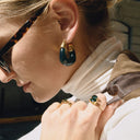 Marlowe Chunky Enamel Gold Hoop Earrings, view 4