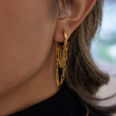 Winona Gold Hoop Earrings with Link Chain, view 7