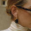 Marlowe Chunky Enamel Gold Hoop Earrings, view 7